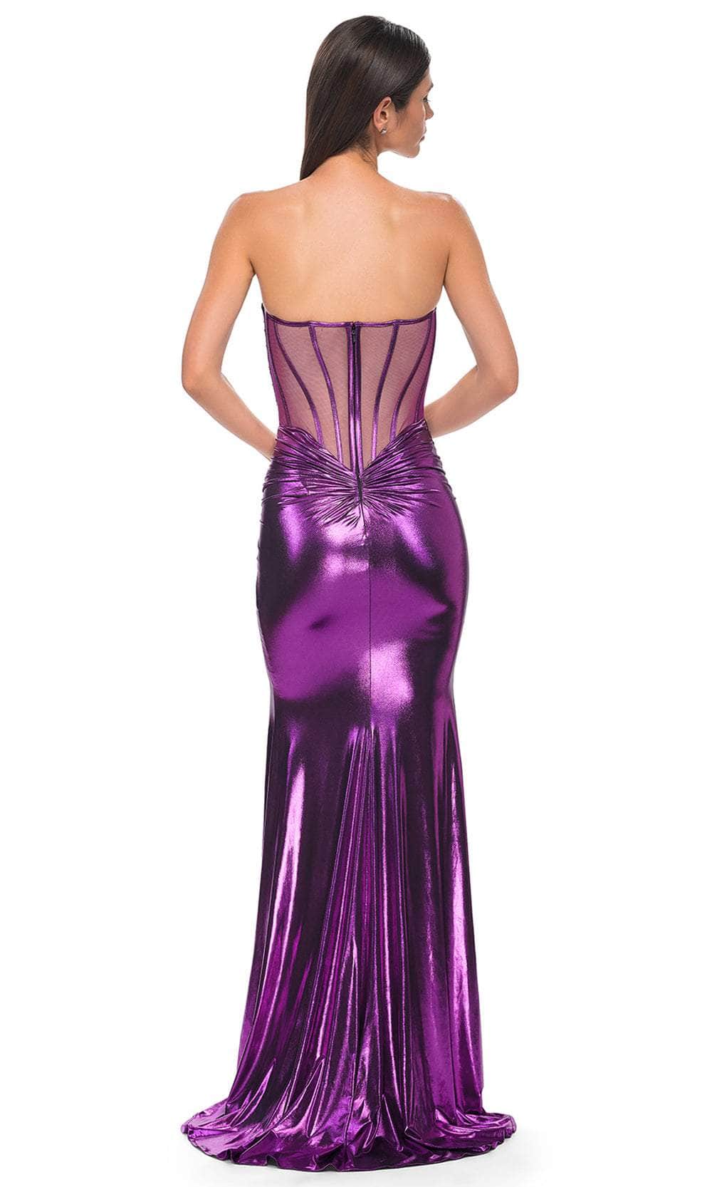 La Femme 32806 - Sweetheart Neckline Metallic Jersey Prom Gown