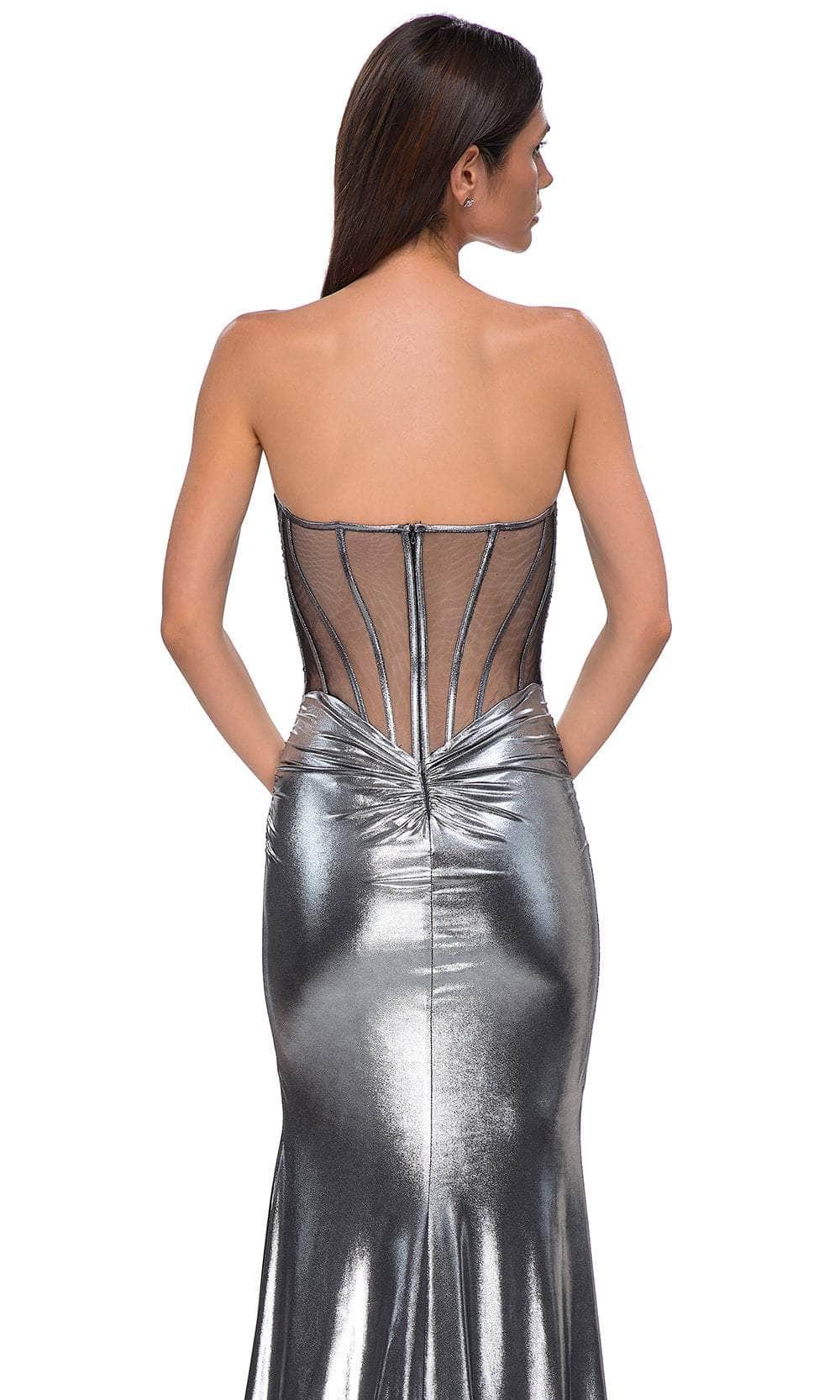 La Femme 32806 - Sweetheart Neckline Metallic Jersey Prom Gown