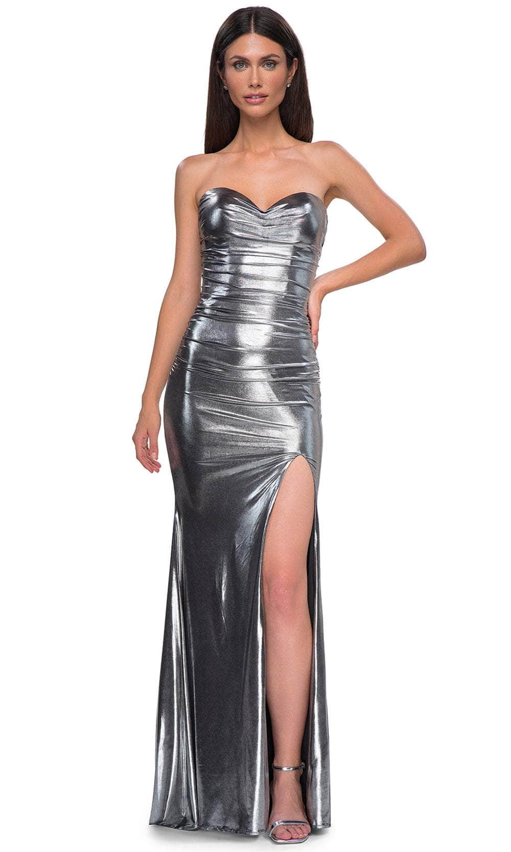 La Femme 32806 - Sweetheart Neckline Metallic Jersey Prom Gown Special Occasion Dress
