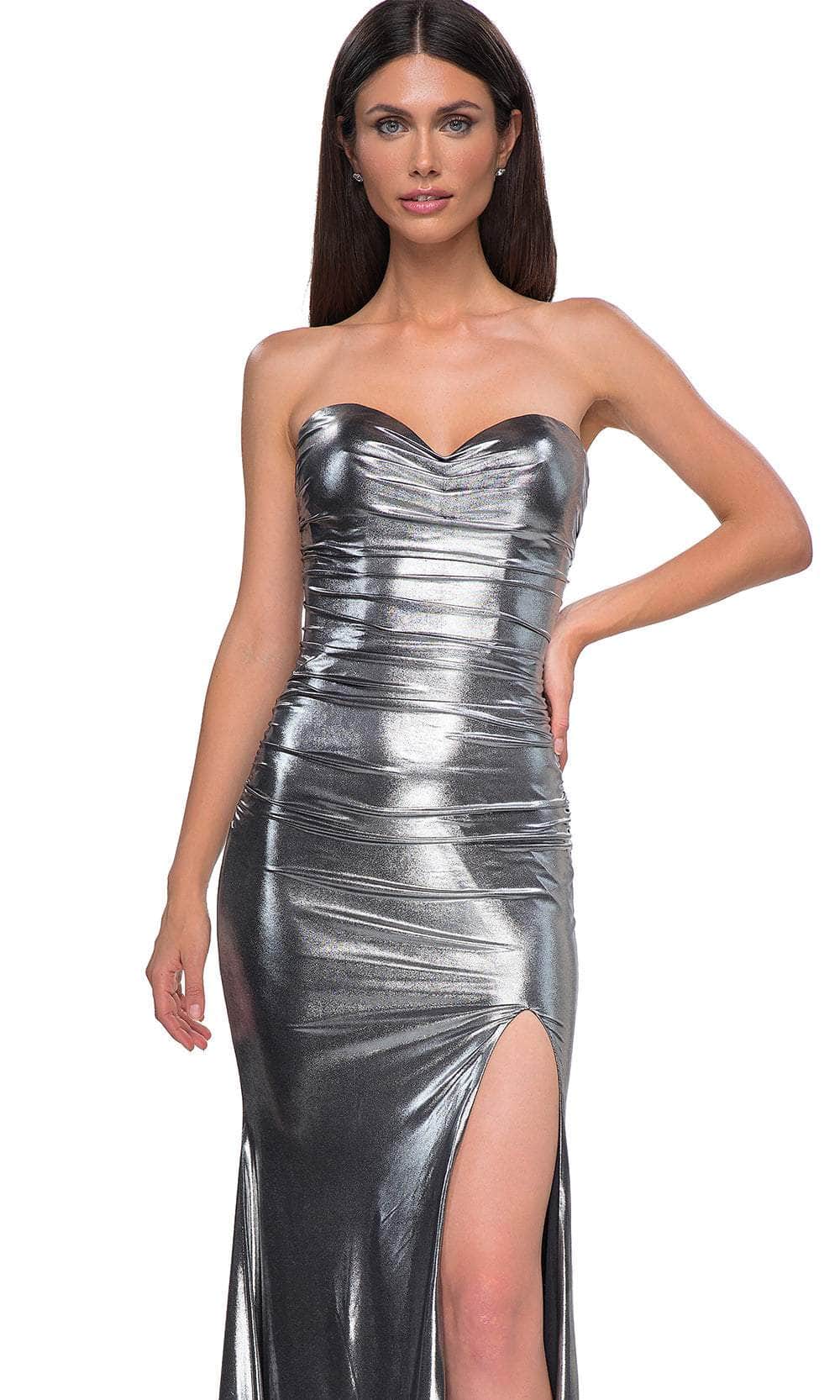 La Femme 32806 - Sweetheart Neckline Metallic Jersey Prom Gown