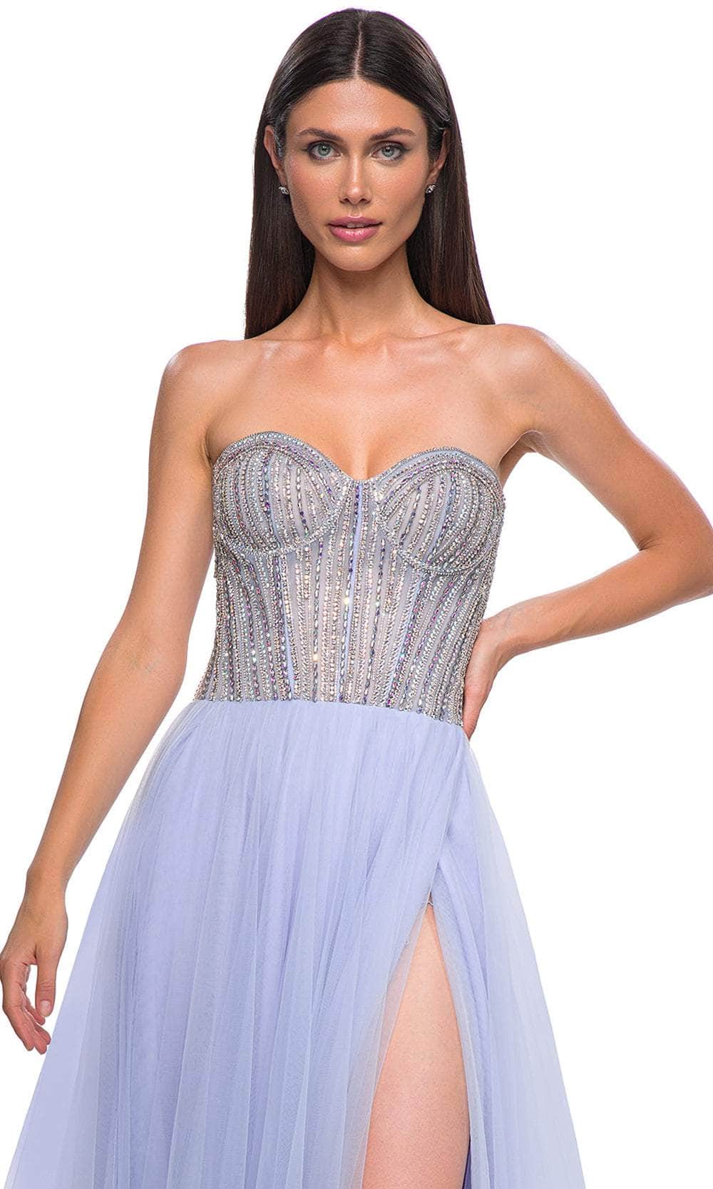 La Femme 32811 - Illusion Back Layered A-Line Prom Gown