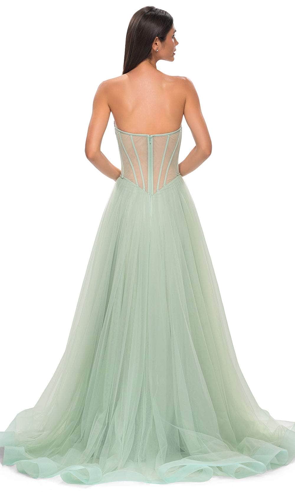 La Femme 32811 - Illusion Back Layered A-Line Prom Gown