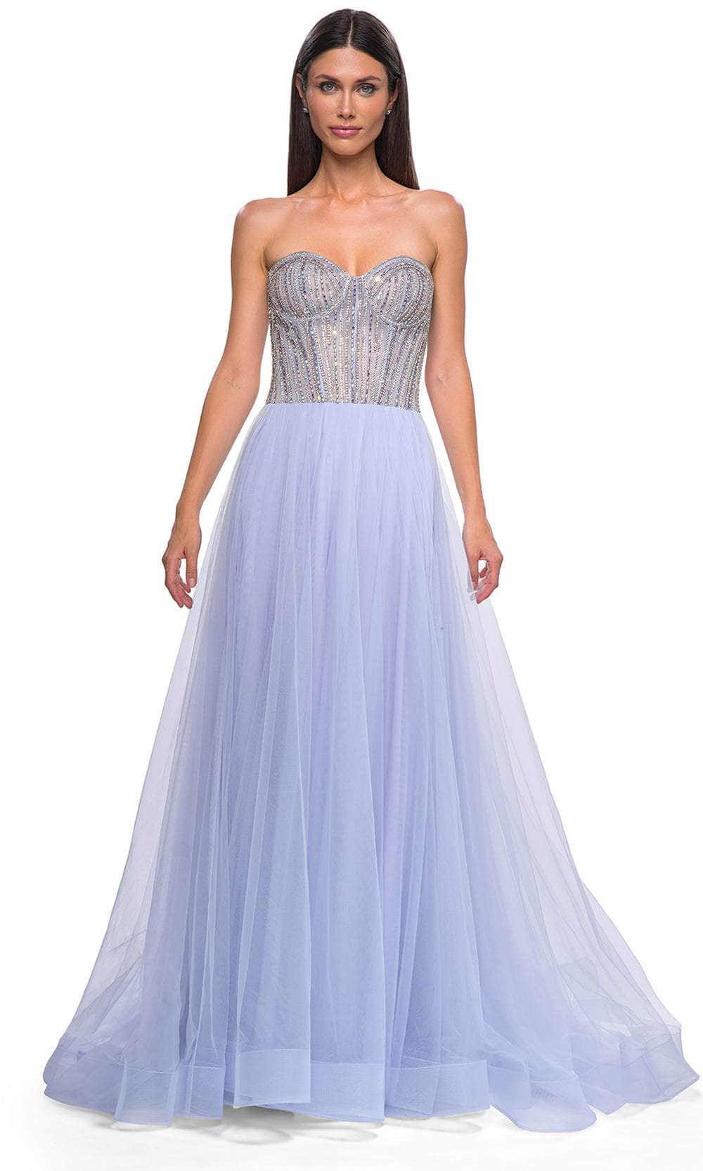 La Femme 32811 - Illusion Back Layered A-Line Prom Gown