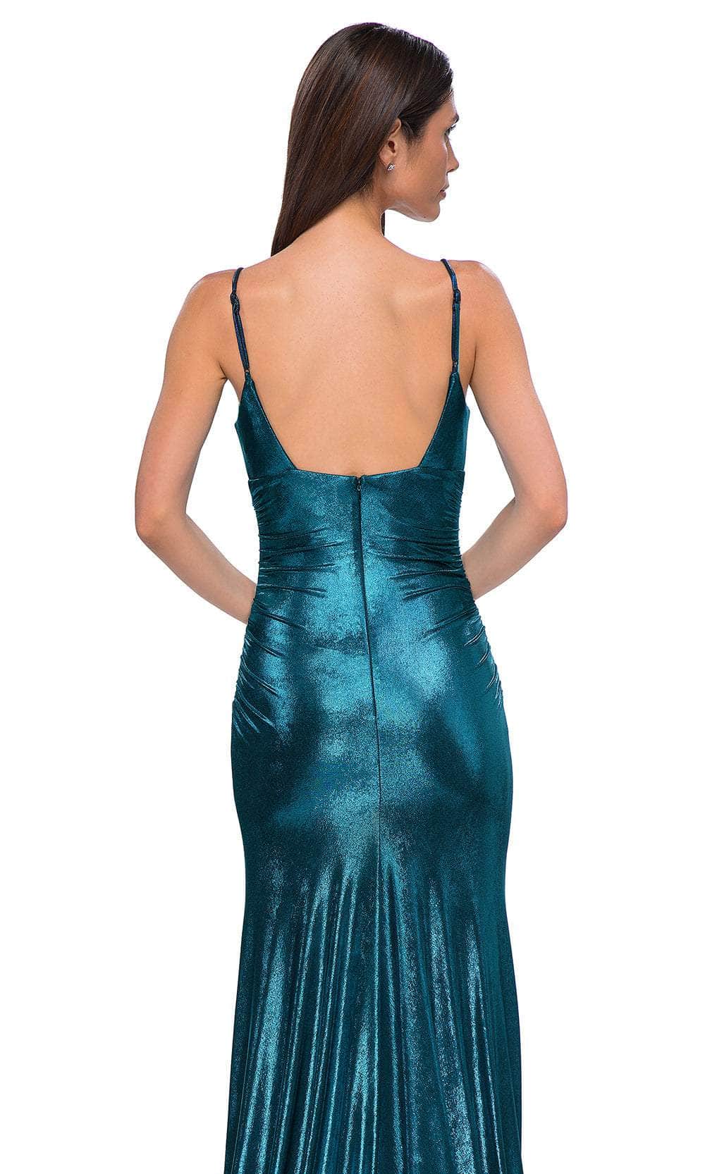 La Femme 32812 - Sleeveless Ruched V-Neck Prom Gown