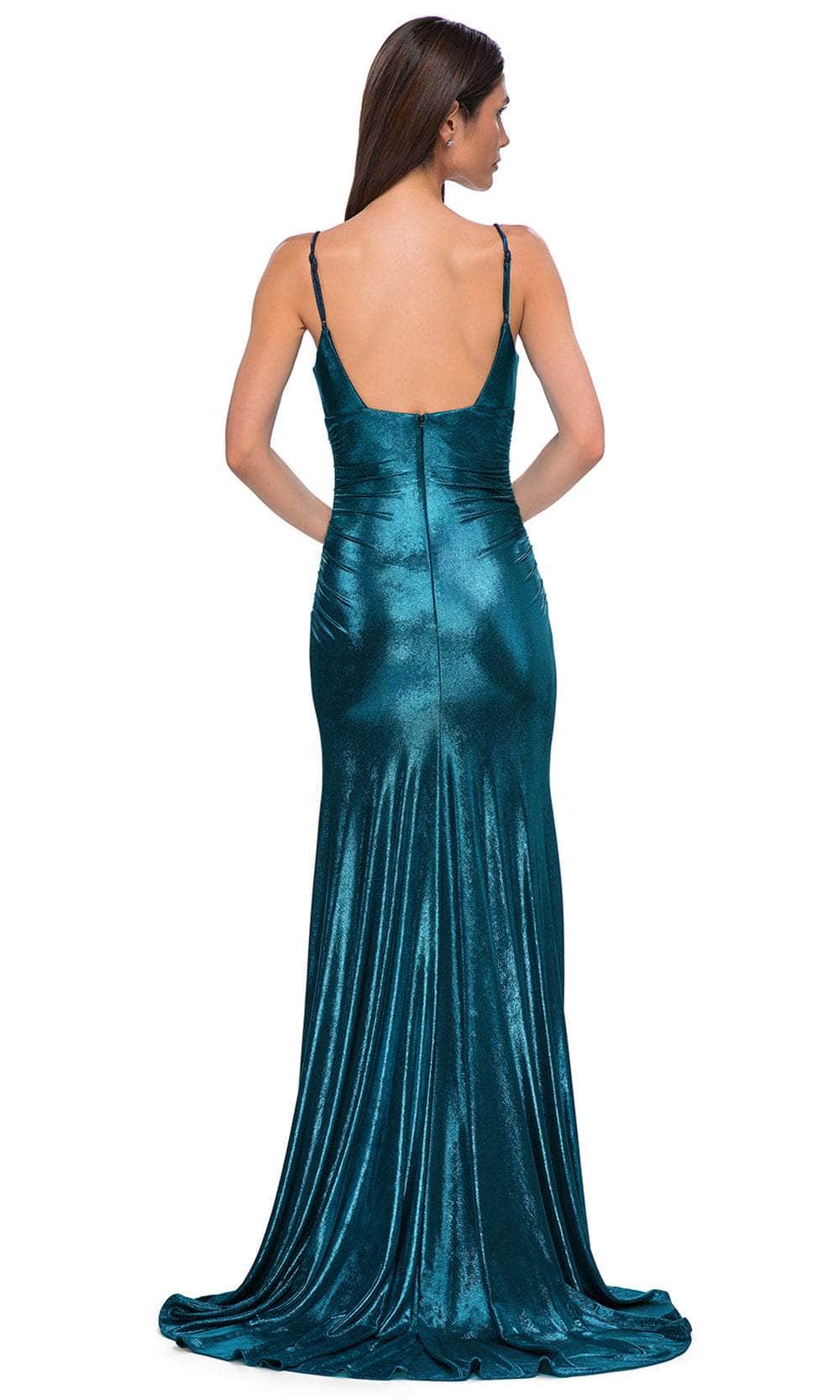 La Femme 32812 - Sleeveless Ruched V-Neck Prom Gown
