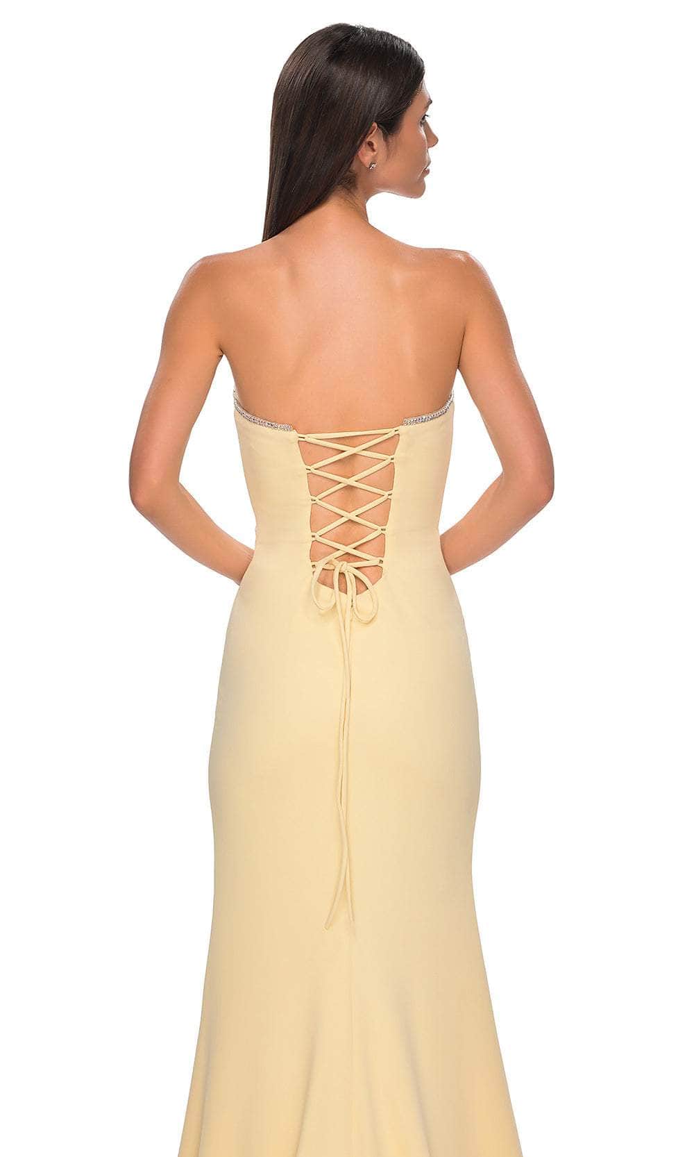 La Femme 32829 - Rhinestone-Edged Neckline Strapless Prom Gown