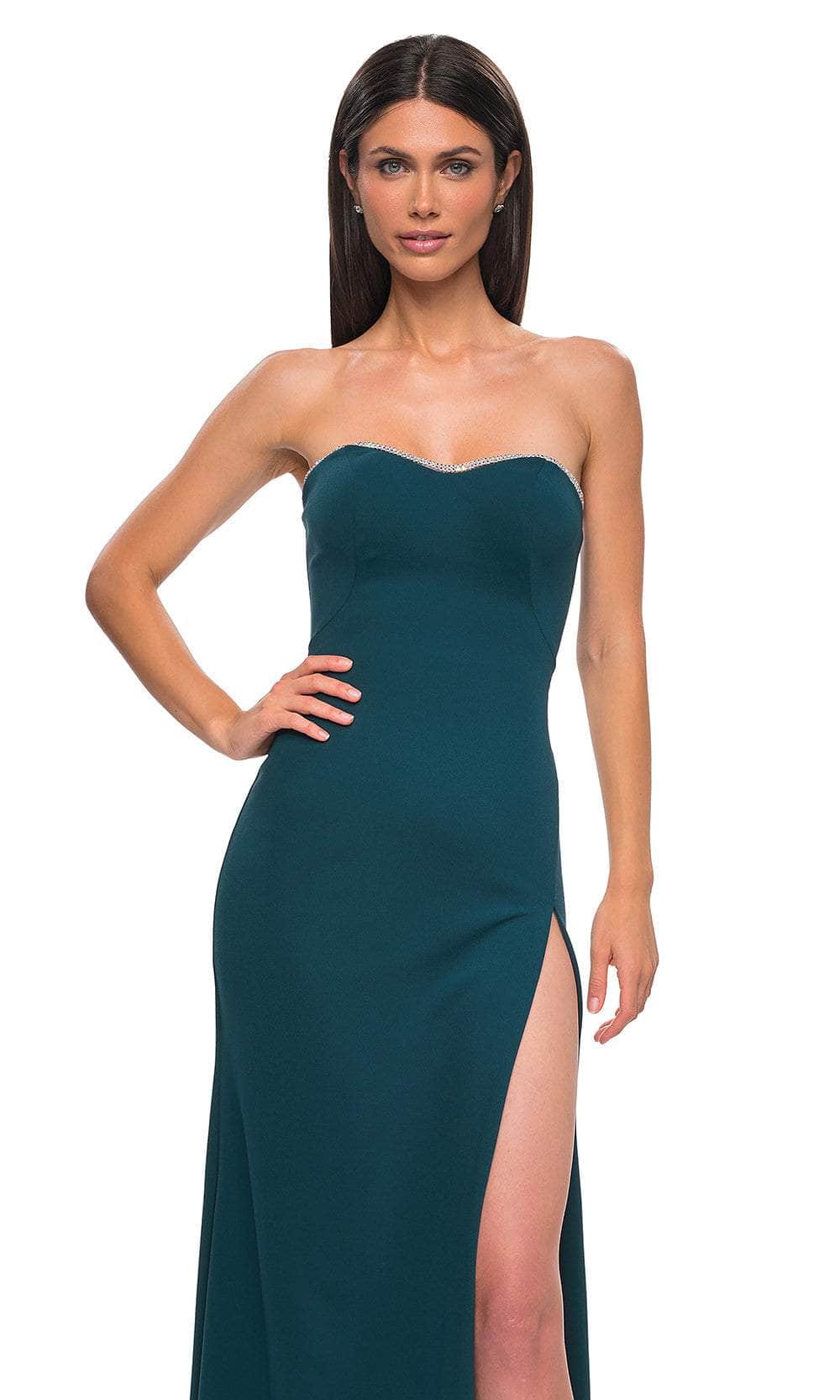 La Femme 32829 - Rhinestone-Edged Neckline Strapless Prom Gown