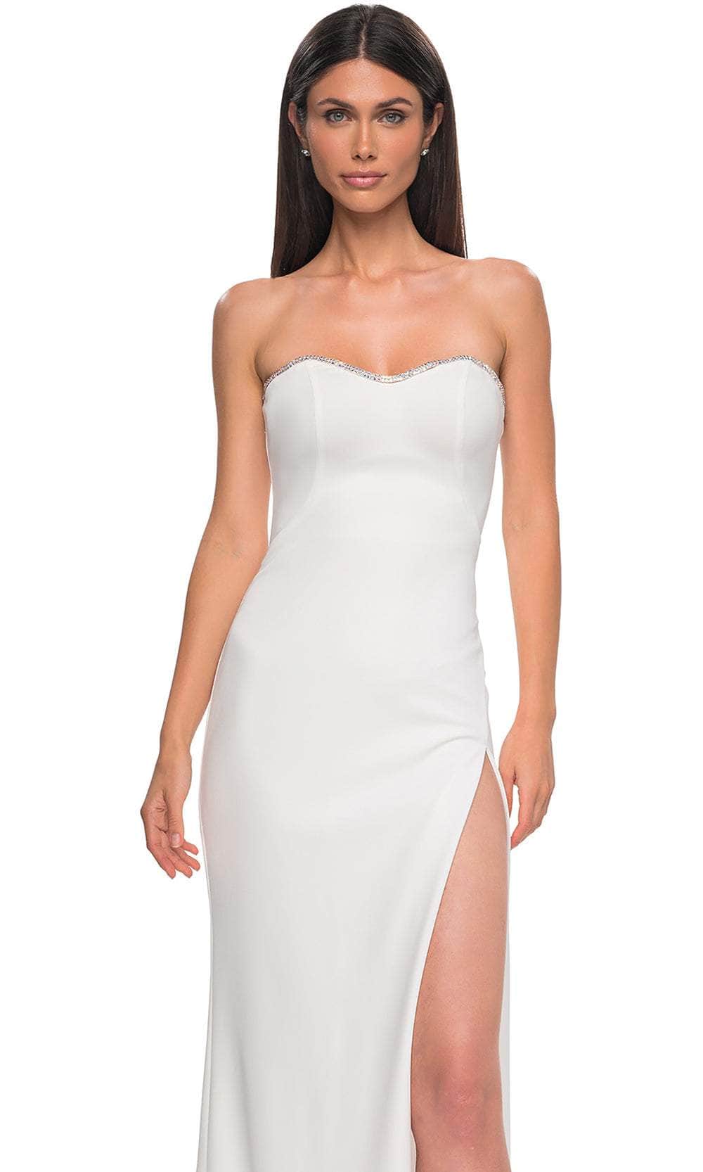 La Femme 32829 - Rhinestone-Edged Neckline Strapless Prom Gown