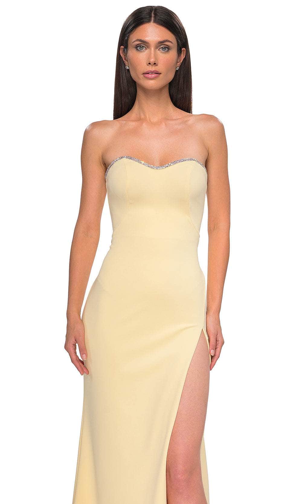 La Femme 32829 - Rhinestone-Edged Neckline Strapless Prom Gown