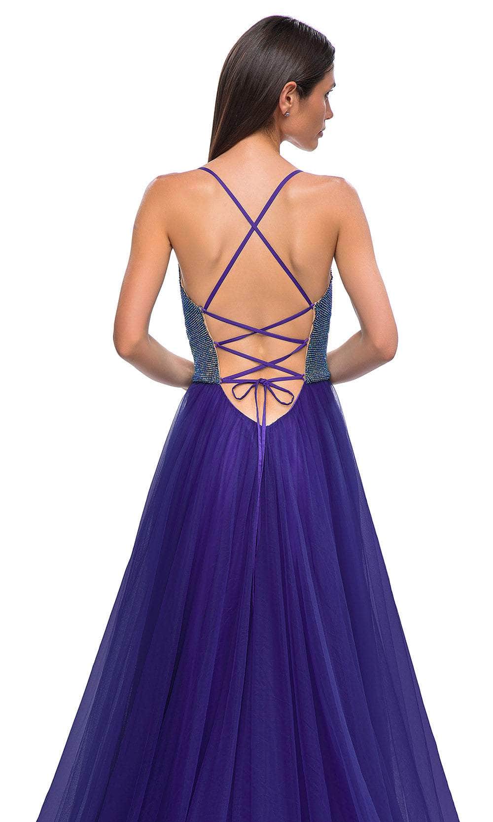 La Femme 32838 - Cowl Neck Iridescent Beaded Prom Gown