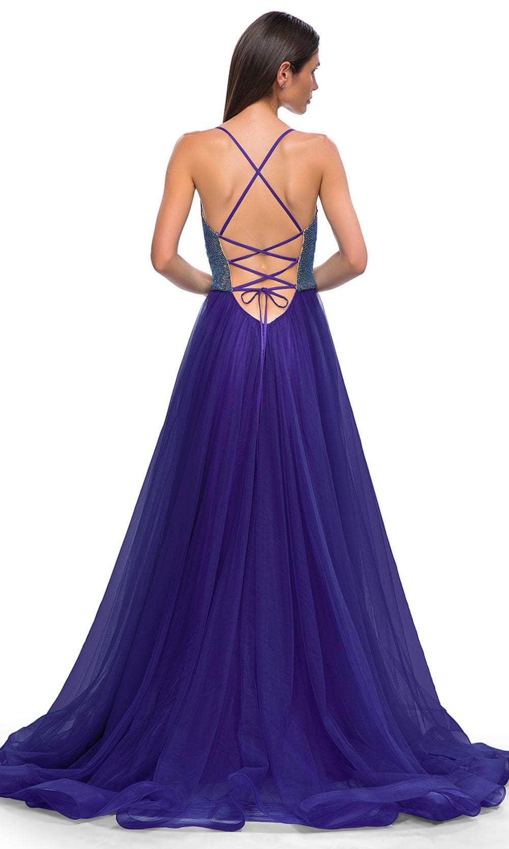 La Femme 32838 - Cowl Neck Iridescent Beaded Prom Gown