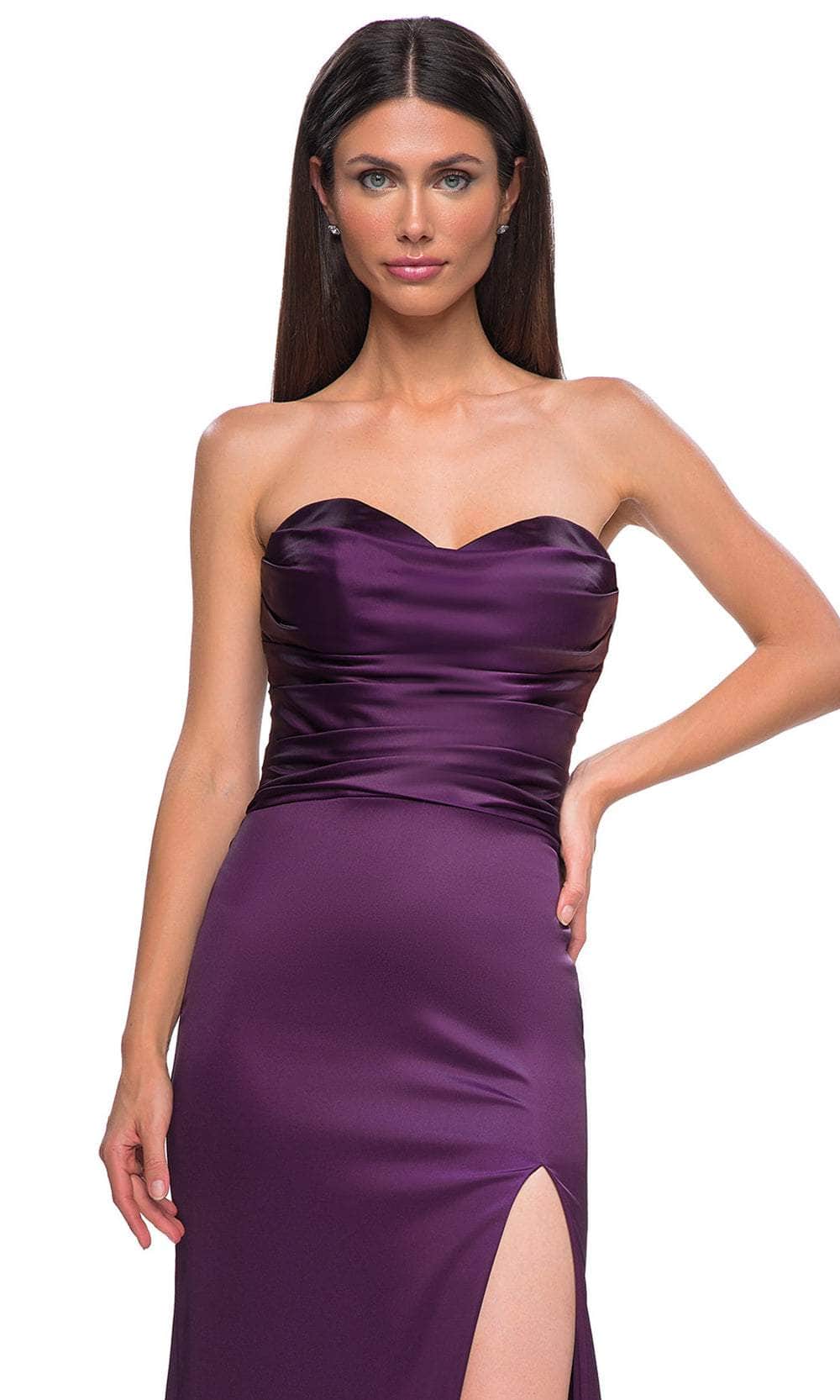 La Femme 32896 - Ruched Bodice Sheath Prom Gown