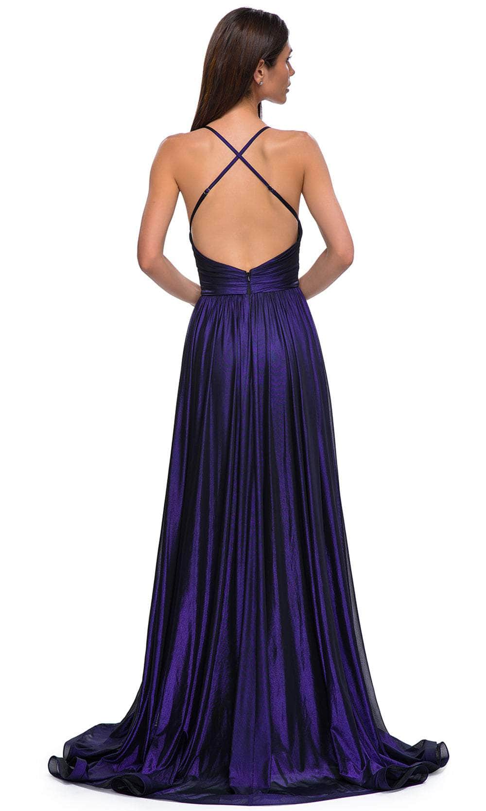 La Femme 32917 - V-Neck Wrapped Waistband Prom Gown