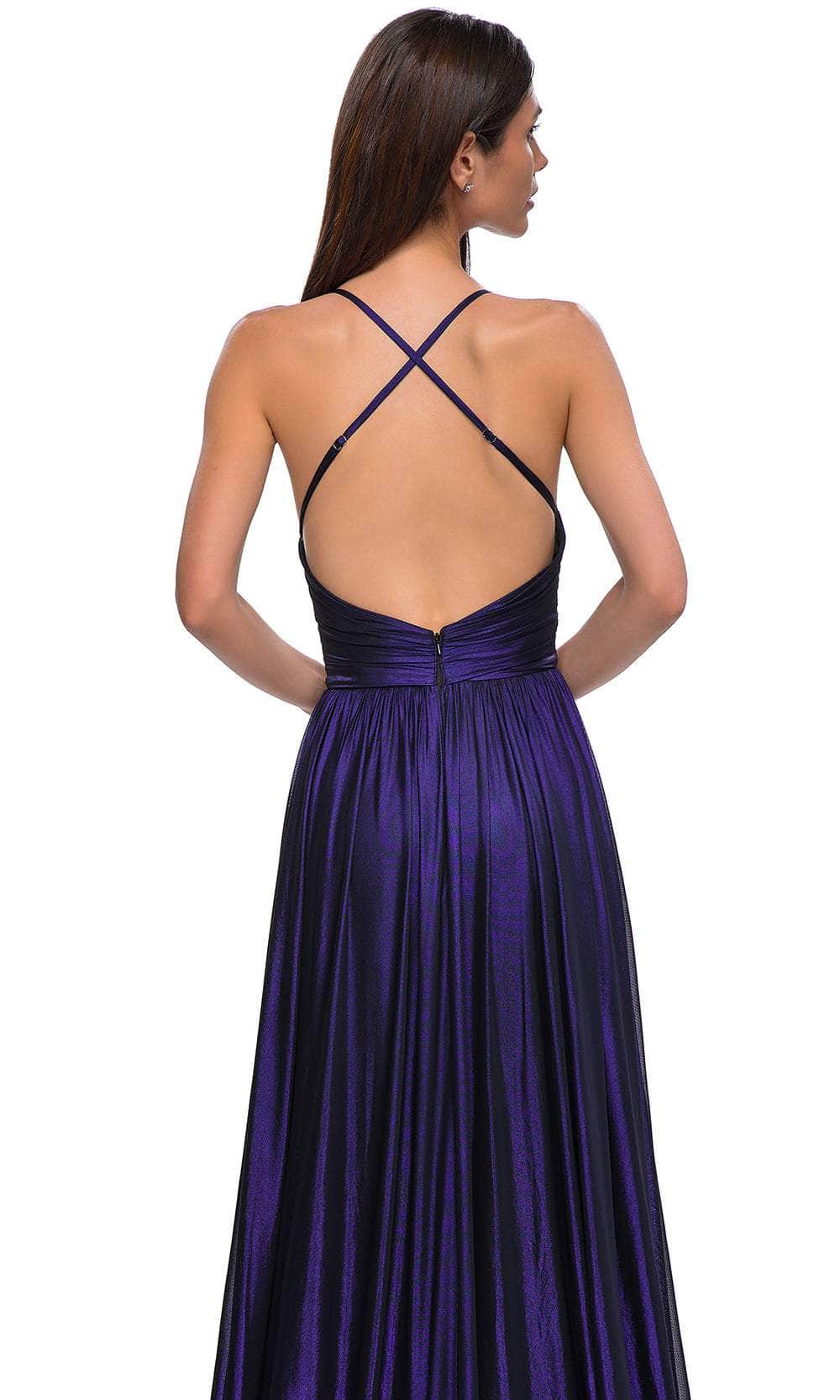 La Femme 32917 - V-Neck Wrapped Waistband Prom Gown