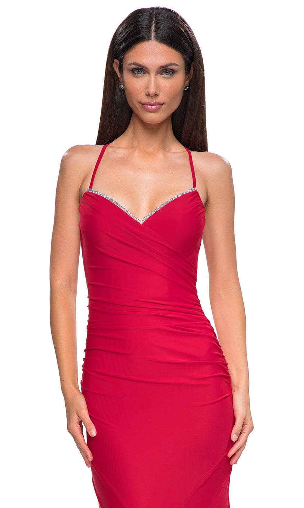 La Femme 32918 - Crisscross Back Mermaid Prom Gown