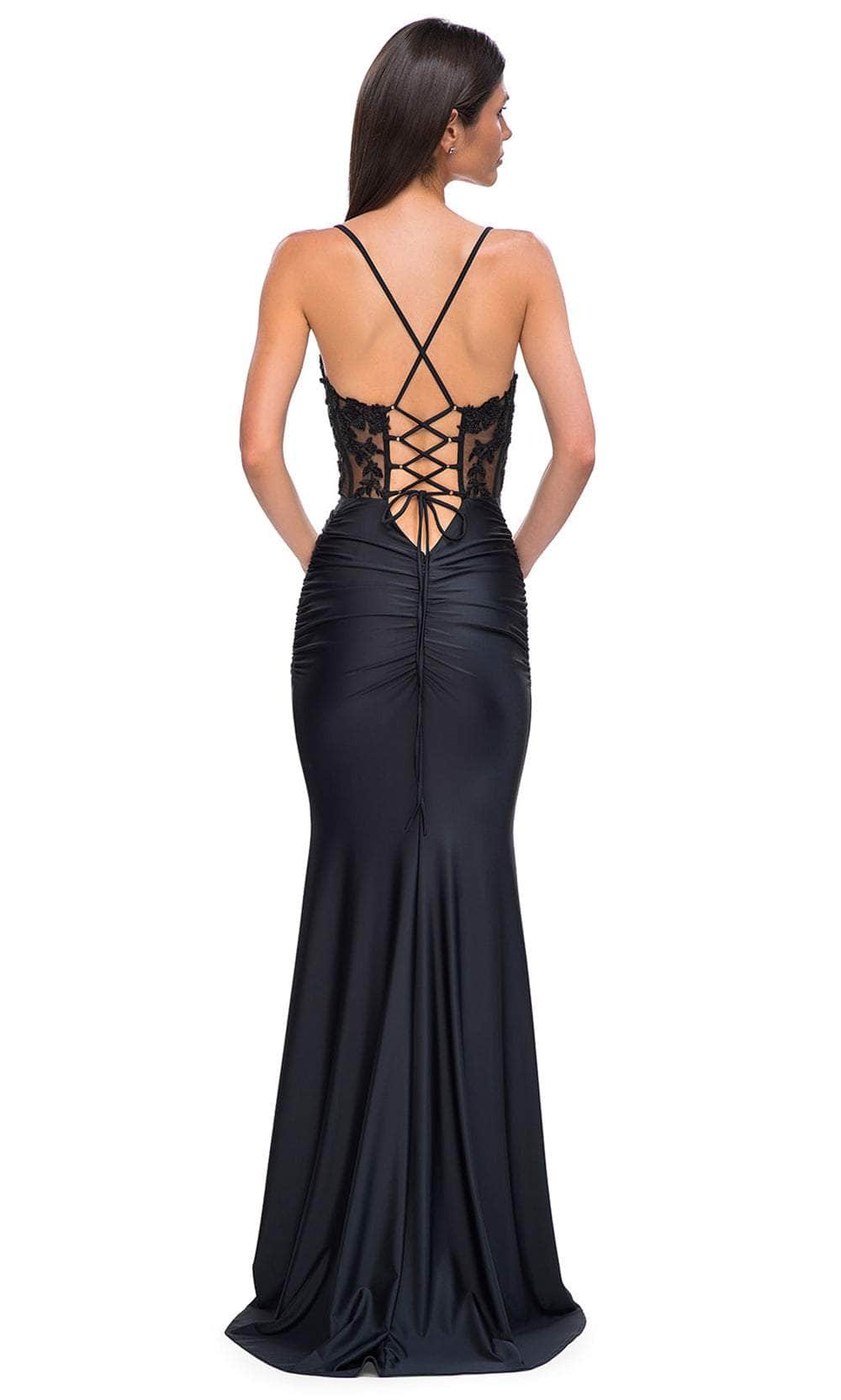 La Femme 32920 - Beaded Lace Sexy V-Neck Prom Gown