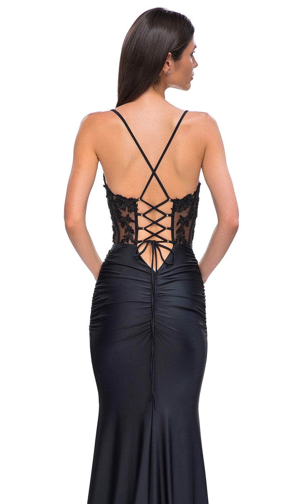 La Femme 32920 - Beaded Lace Sexy V-Neck Prom Gown