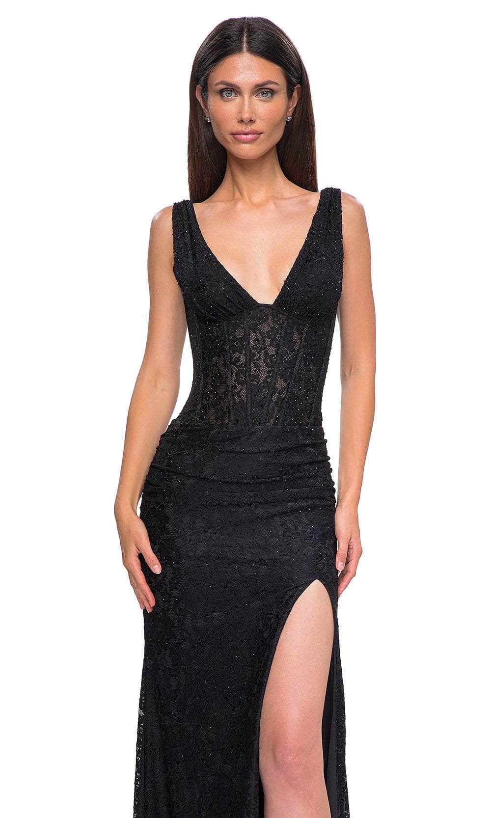 La Femme 32943 - Lace Bodice Wide Straps Prom Gown