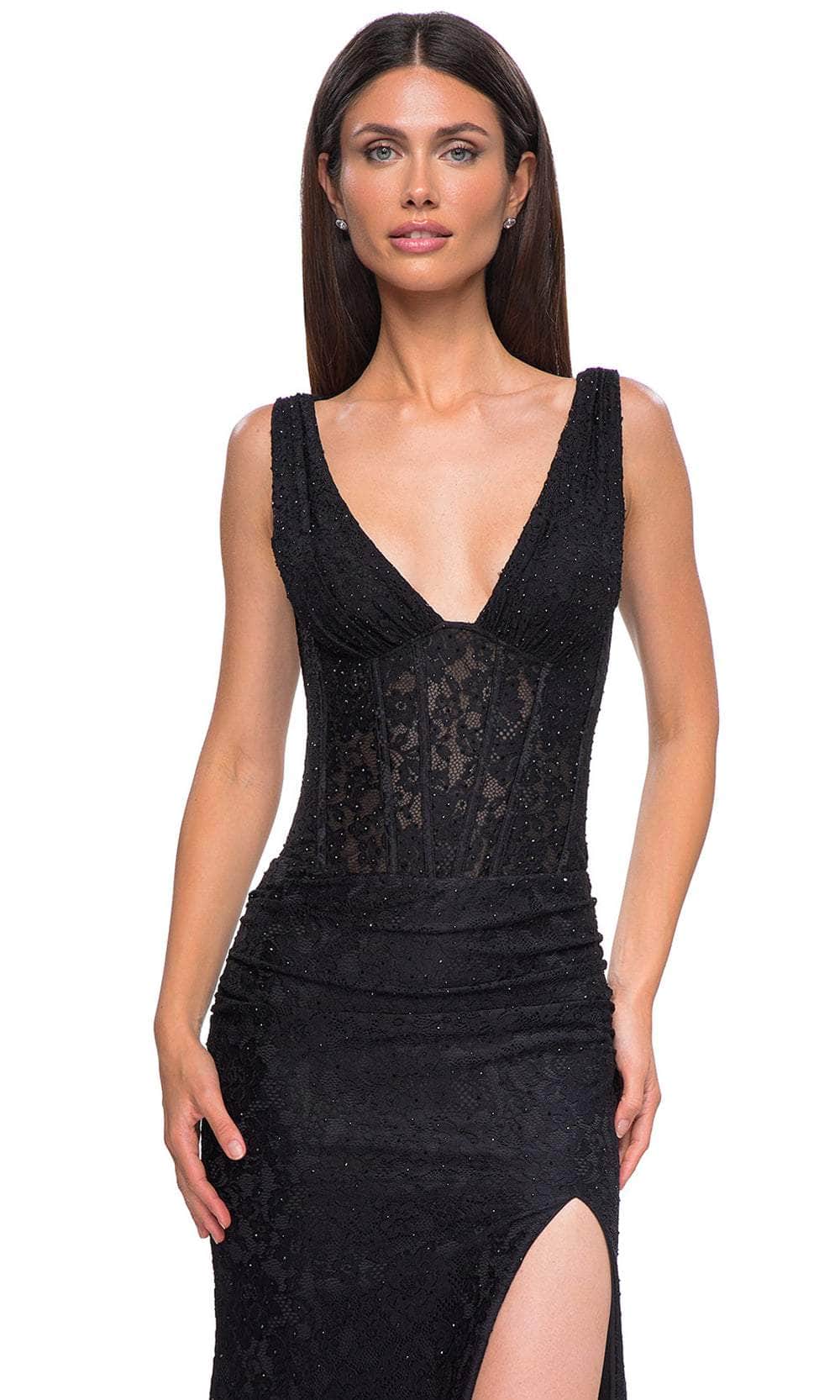 La Femme 32943 - Lace Bodice Wide Straps Prom Gown