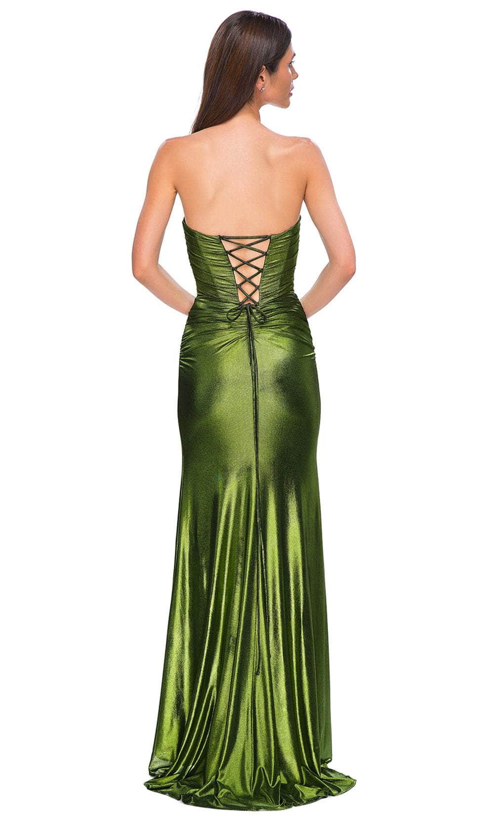 La Femme 32946 - Crisscross Strapless Prom Gown