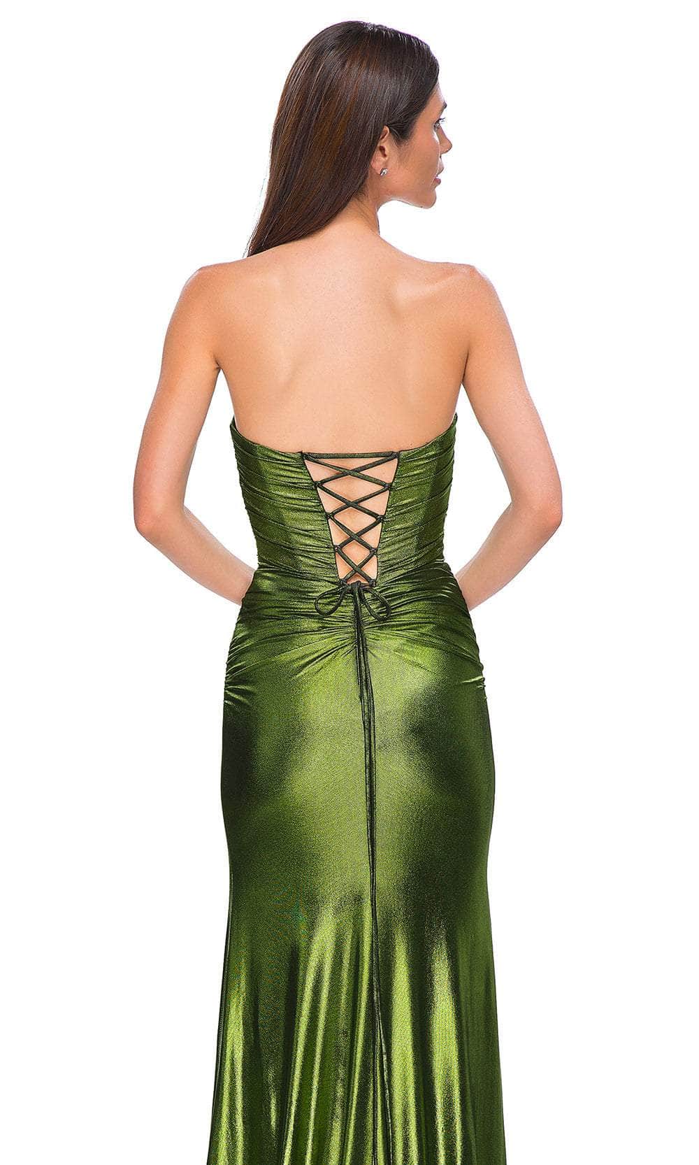 La Femme 32946 - Crisscross Strapless Prom Gown