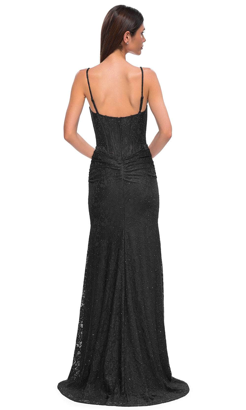 La Femme 32947 - Deep V-Neck Lace Bodice Prom Gown
