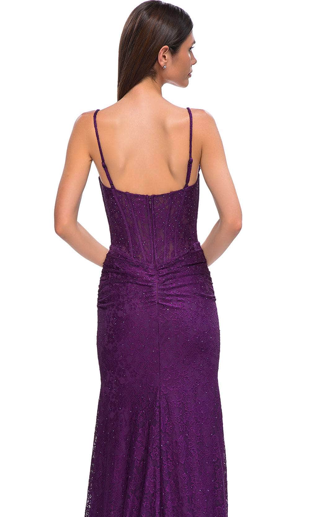 La Femme 32947 - Deep V-Neck Lace Bodice Prom Gown