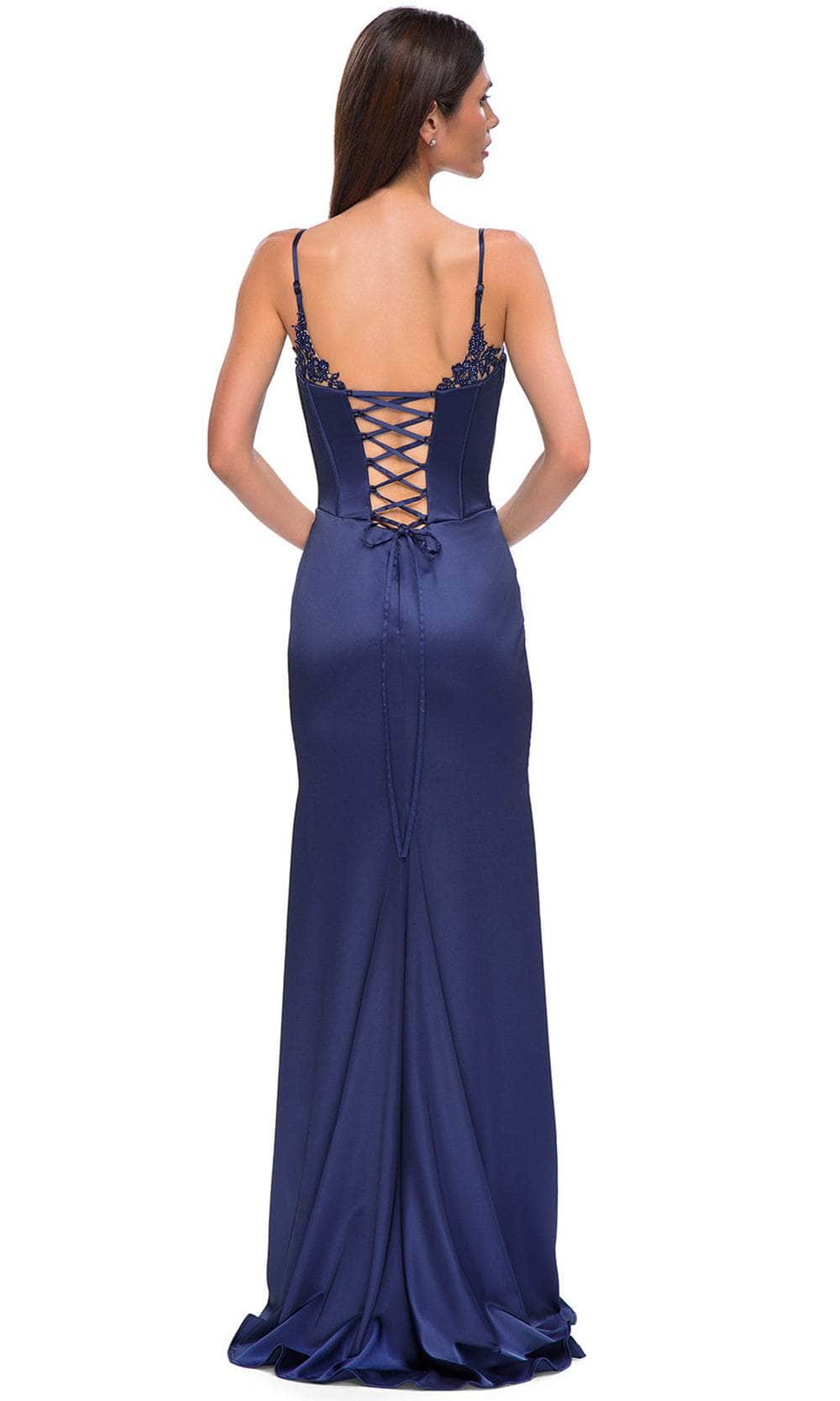 La Femme 32955 - Lace Appliqued Sleeveless Prom Gown