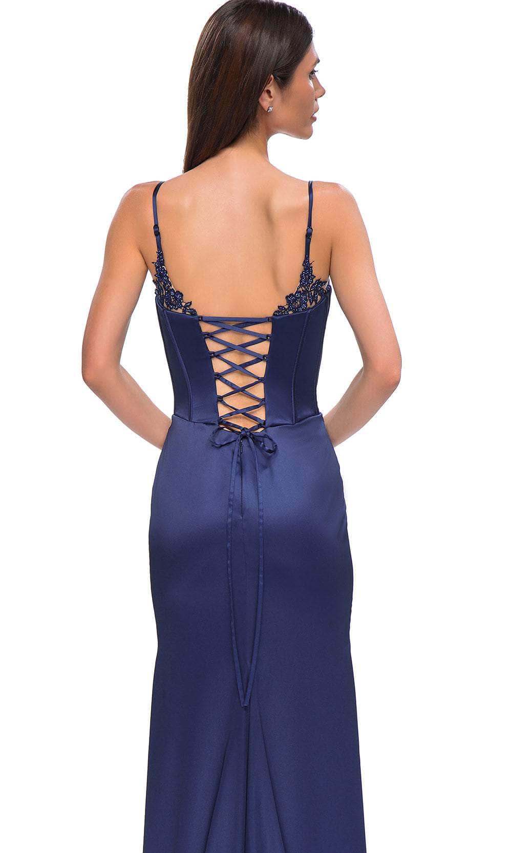 La Femme 32955 - Lace Appliqued Sleeveless Prom Gown