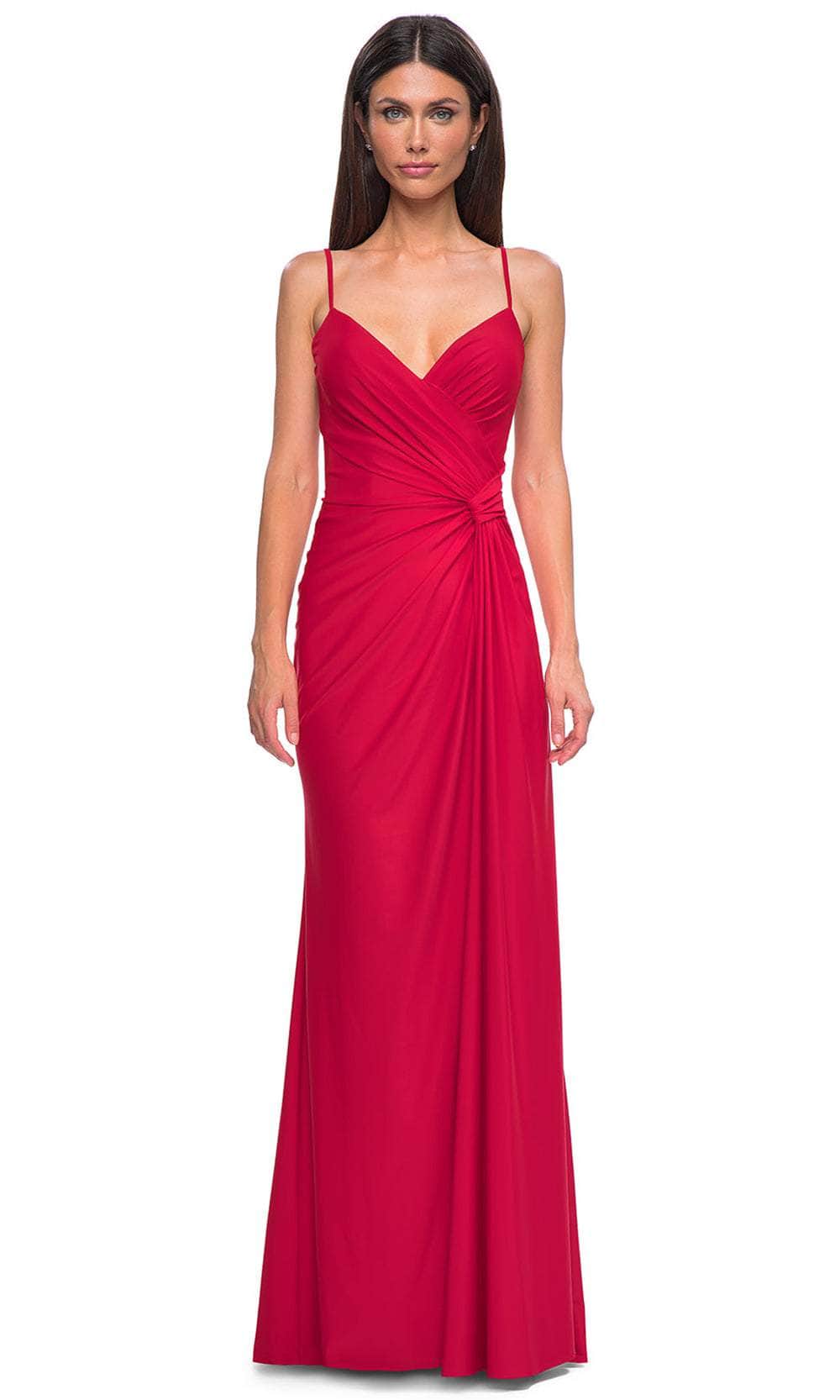 La Femme 32977 - Deep V-Neck Lace-Up Prom Gown