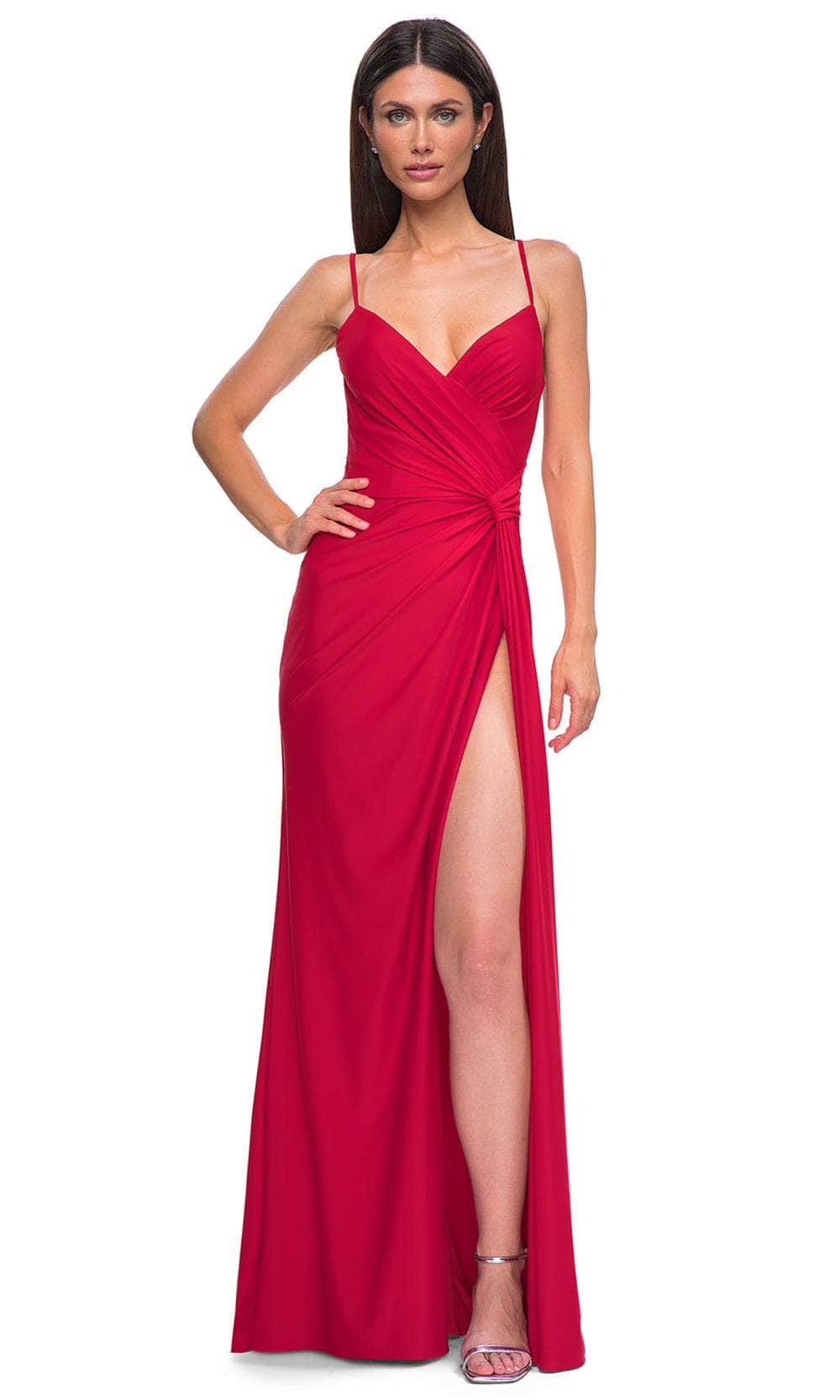 La Femme 32977 - Deep V-Neck Lace-Up Prom Gown Special Occasion Dress