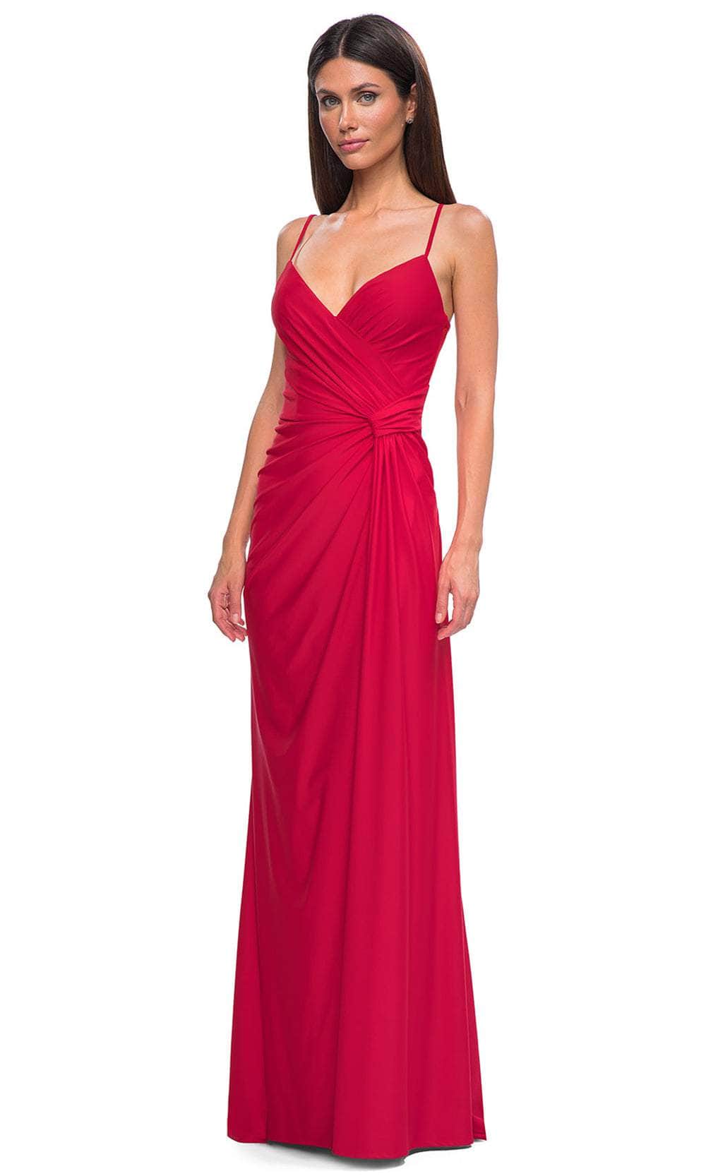 La Femme 32977 - Deep V-Neck Lace-Up Prom Gown