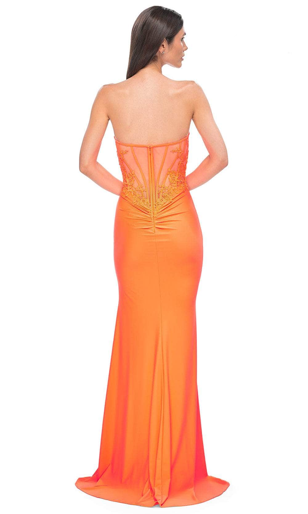 La Femme 32981 - Strapless Lace Applique Neckline Prom Gown