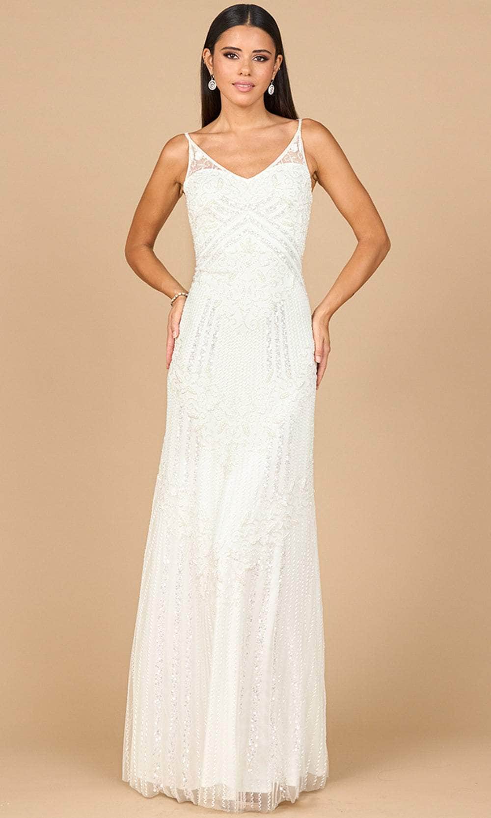 Lara Dresses 51191 - Beaded V-Neck Gown with Spaghetti Straps Special Occasion Dress