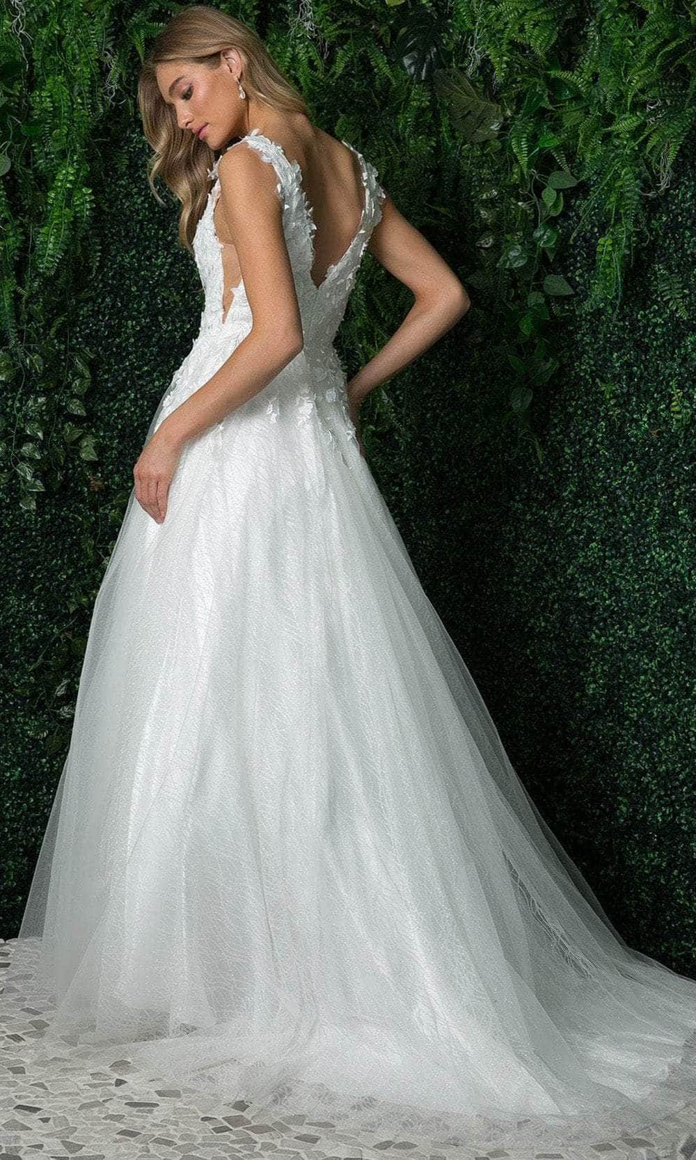 Nox Anabel JR930 - Plunging Sleeveless V Neck Wedding Dress