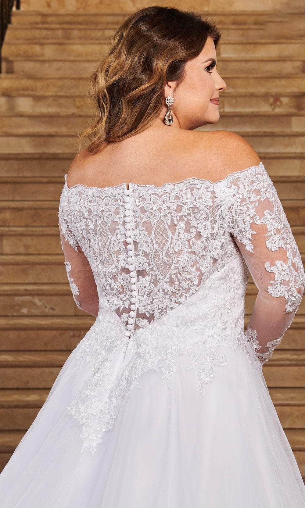 Rachel Allan MB2070 - Off-the-Shoulder Lace A-line Gown