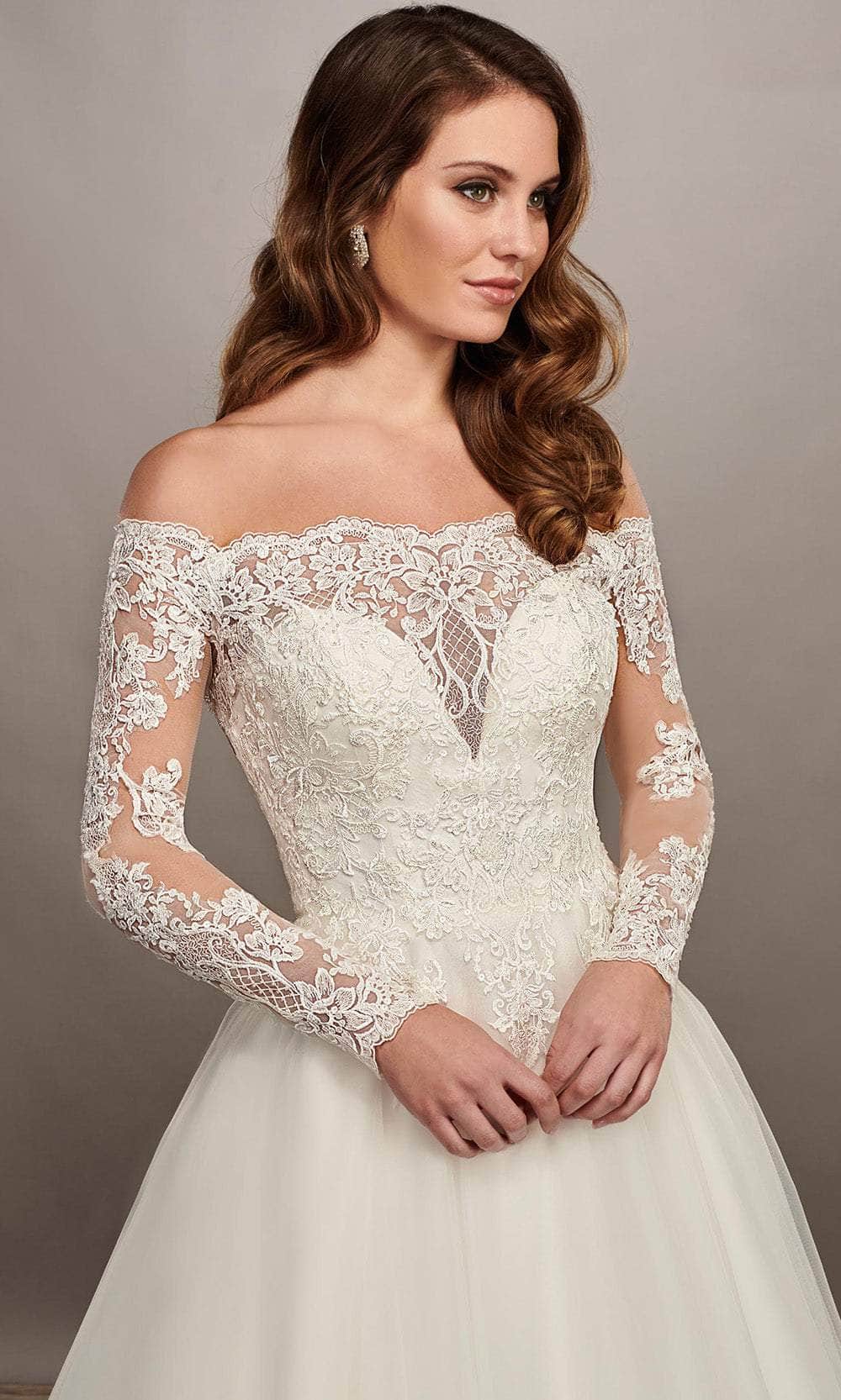 Rachel Allan MB2070 - Off-the-Shoulder Lace A-line Gown