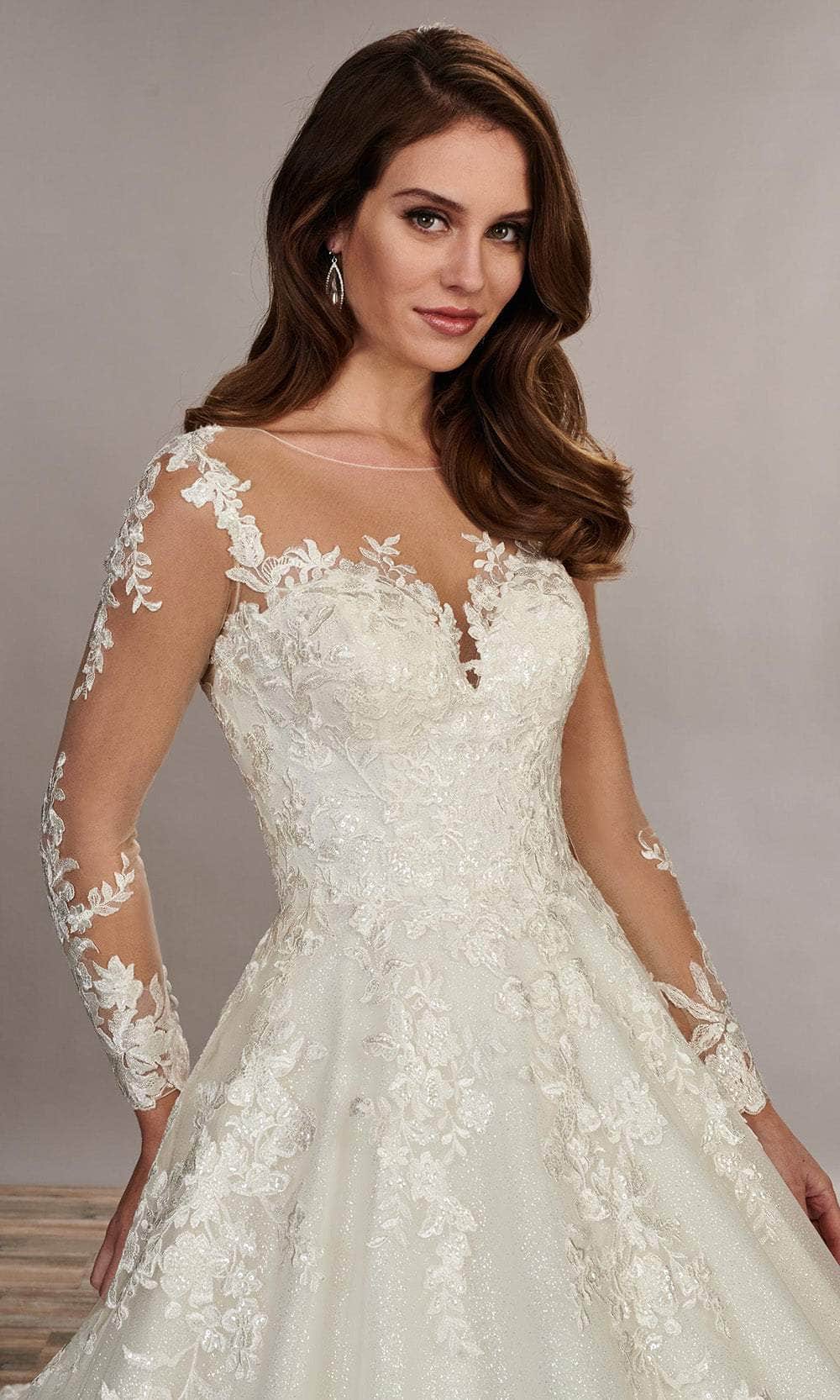 Rachel Allan MB3079 - Embroidered Illusion Neckline Wedding Gown