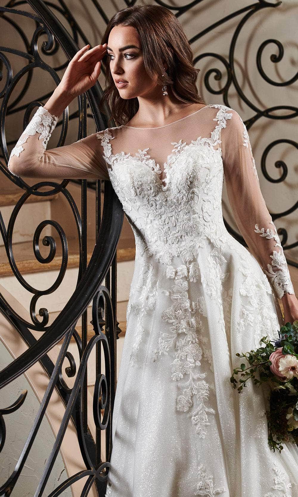Rachel Allan MB3079 - Embroidered Illusion Neckline Wedding Gown