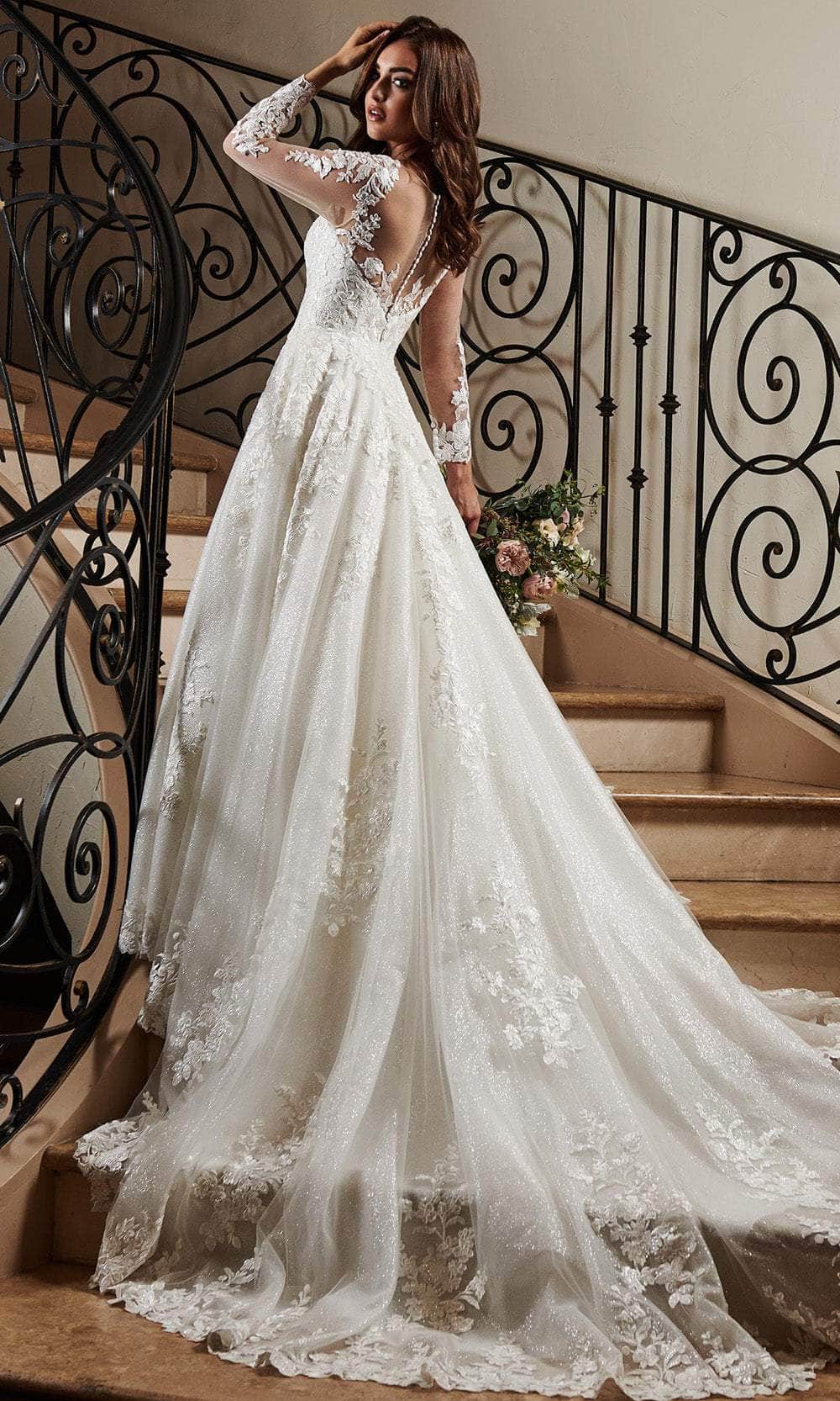 Rachel Allan MB3079 - Embroidered Illusion Neckline Wedding Gown