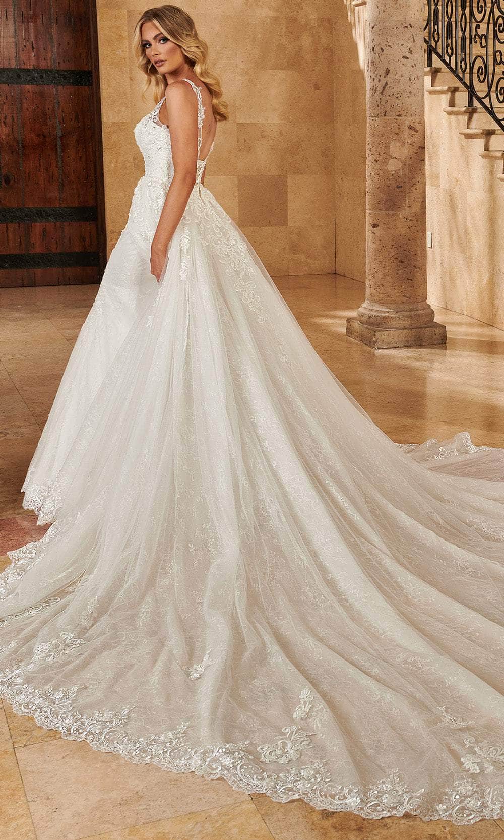 Rachel Allan MB4129 - Lace Appliqued V-Neck Trumpet Gown