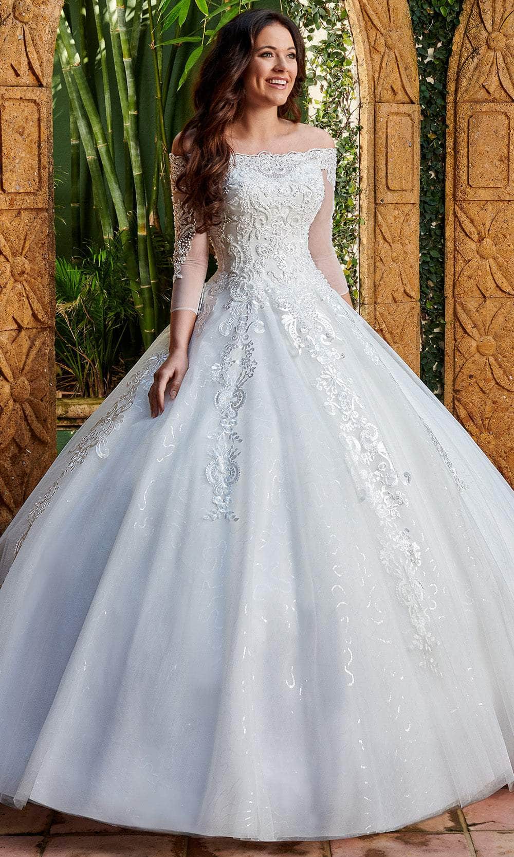 Rachel Allan MB6072 - Off-Shoulder Glitter Tulle Wedding Dress