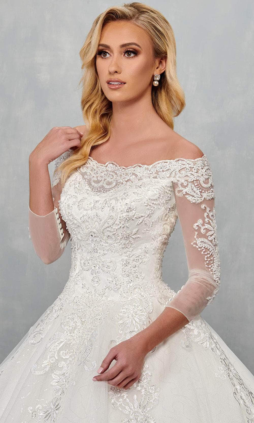 Rachel Allan MB6072 - Off-Shoulder Glitter Tulle Wedding Dress