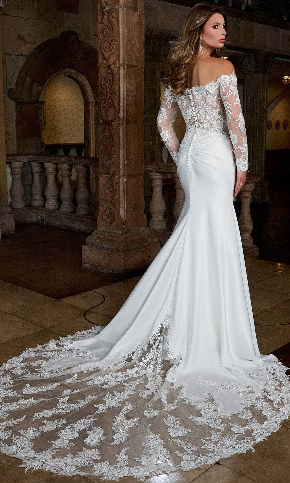 Rachel Allan RB3218 - Off Shoulder Lace Wedding Gown