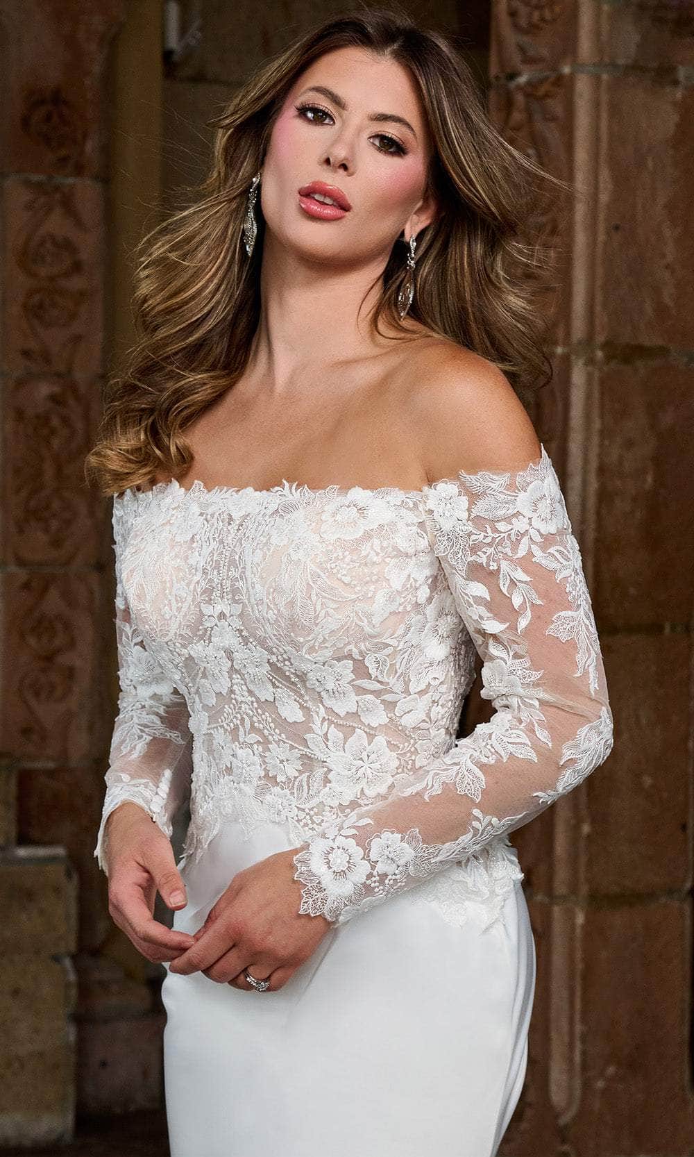Rachel Allan RB3218 - Off Shoulder Lace Wedding Gown