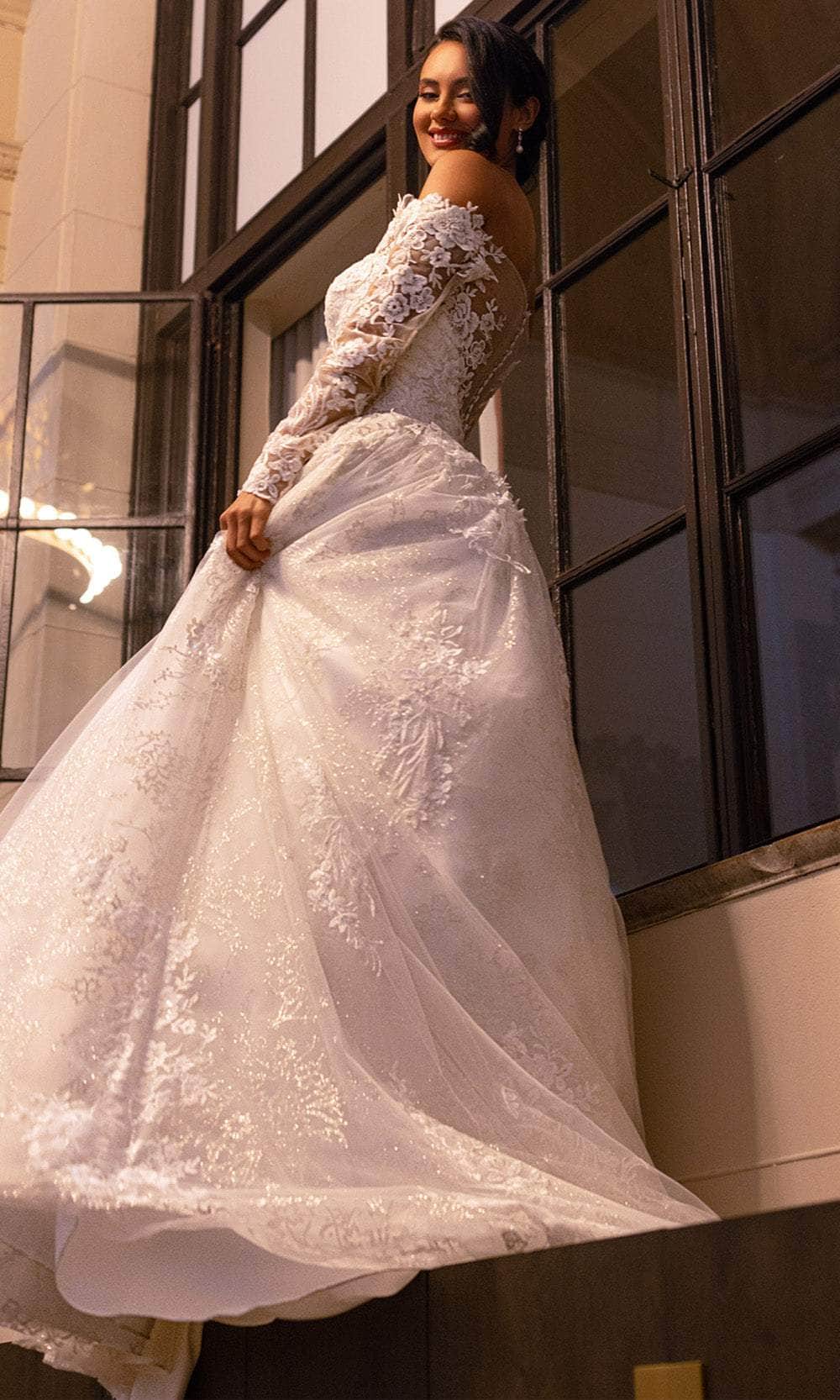 Rachel Allan RB3224 - Off Shoulder Floral Lace Wedding Ballgown