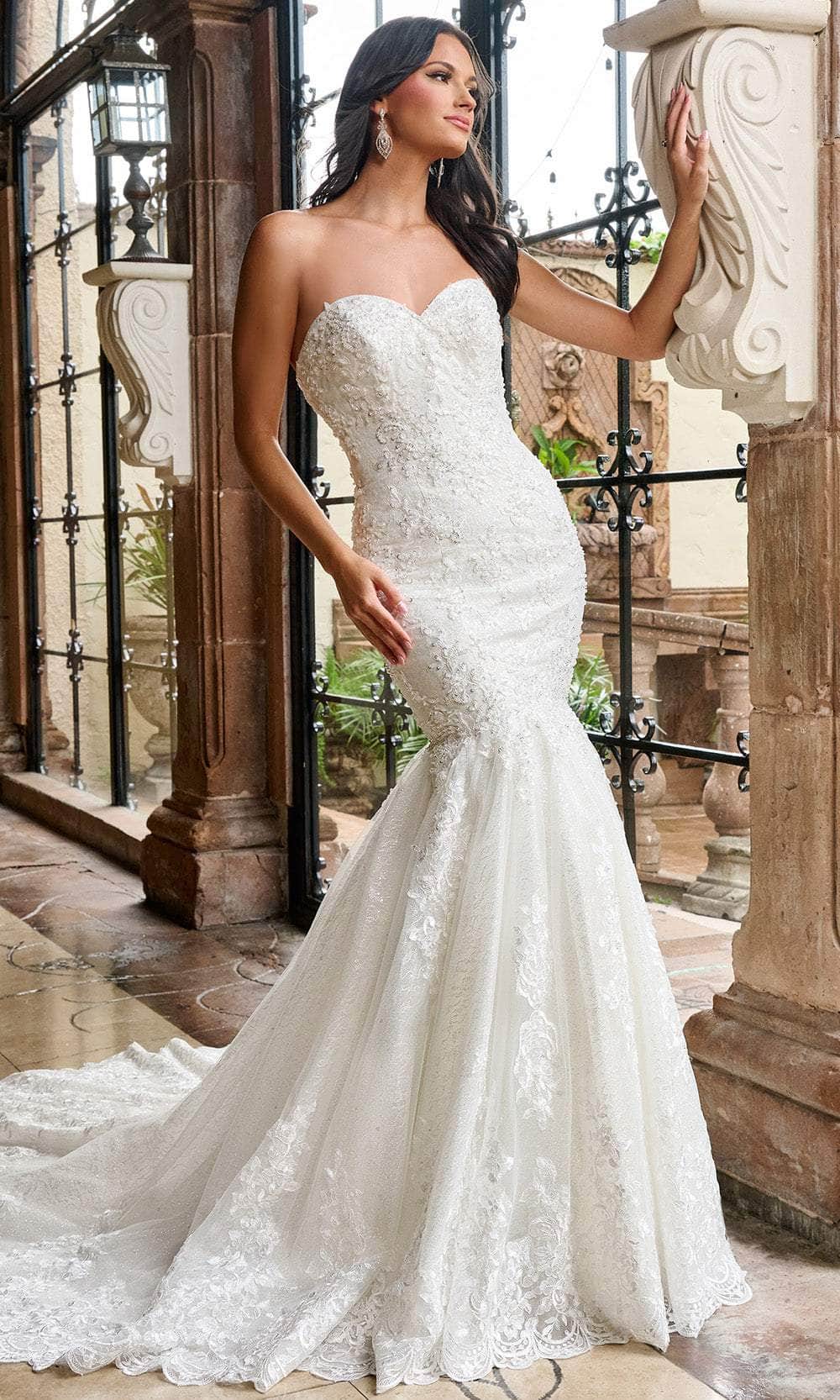 Rachel Allan RB4200 - Beaded Lace Mermaid Wedding Gown