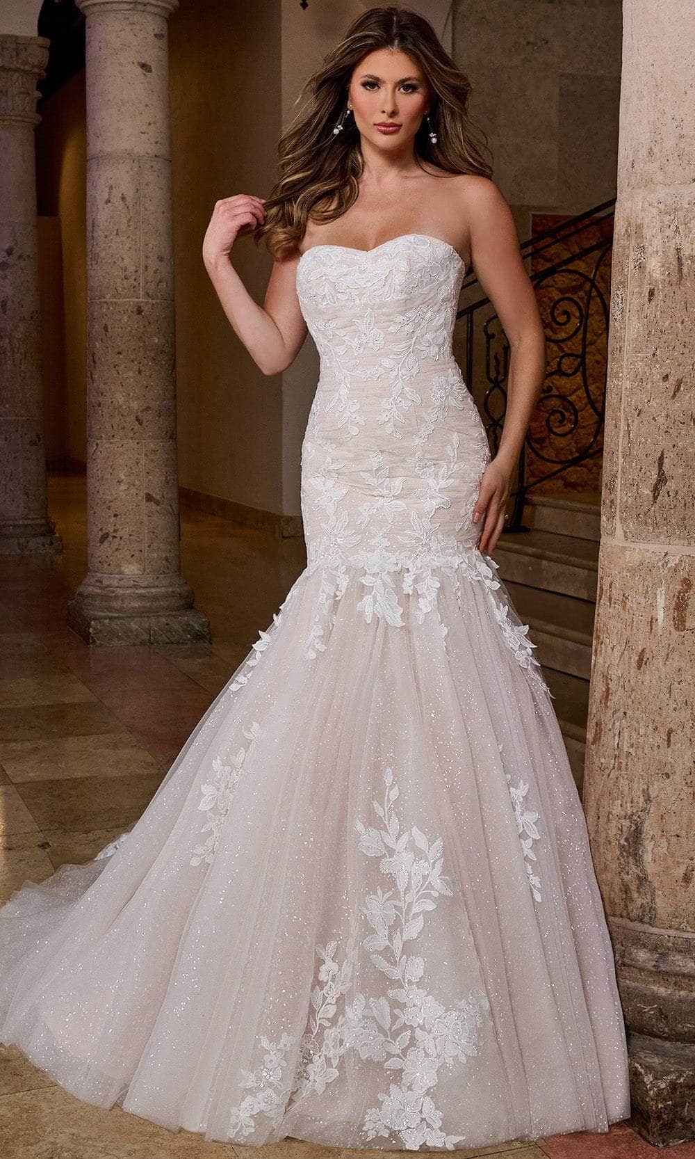 Rachel Allan RB4205 - Strapless Appliqued Wedding Gown