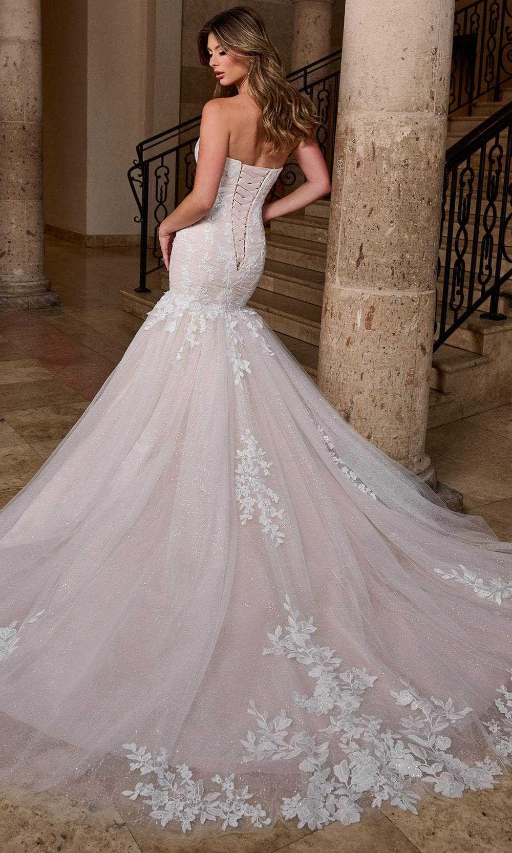 Rachel Allan RB4205 - Strapless Appliqued Wedding Gown