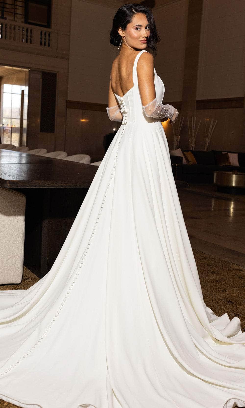 Rachel Allan RB4209 - Classic Crepe A-Line Wedding Gown